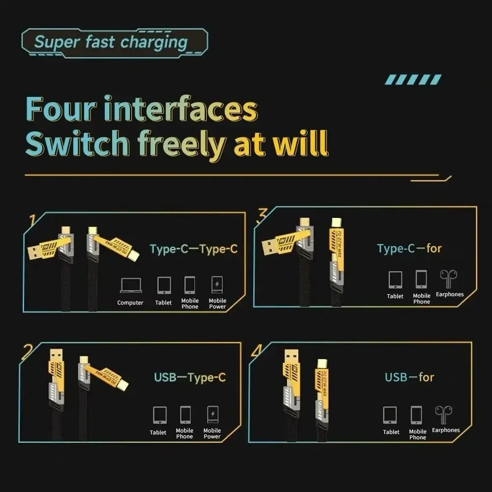 iPhone and Samsung 4 in 1 Charging and Data Cable